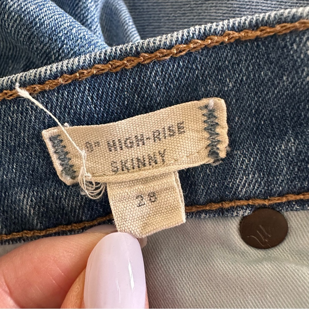 Madewell 9” High Rise Blue Skinny Distressed Jeans with Stretch - Picture 12 of 13